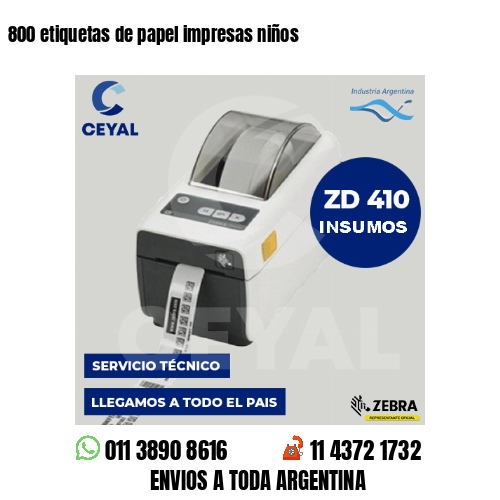 800 etiquetas de papel impresas niños
