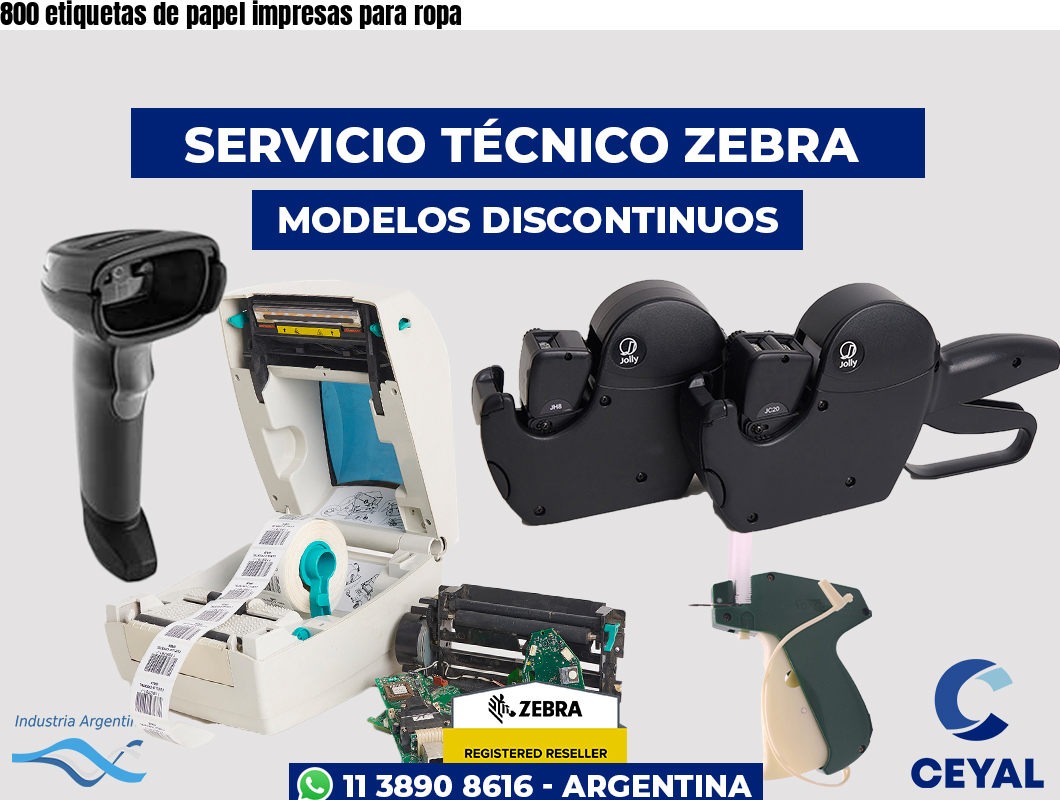 800 etiquetas de papel impresas para ropa