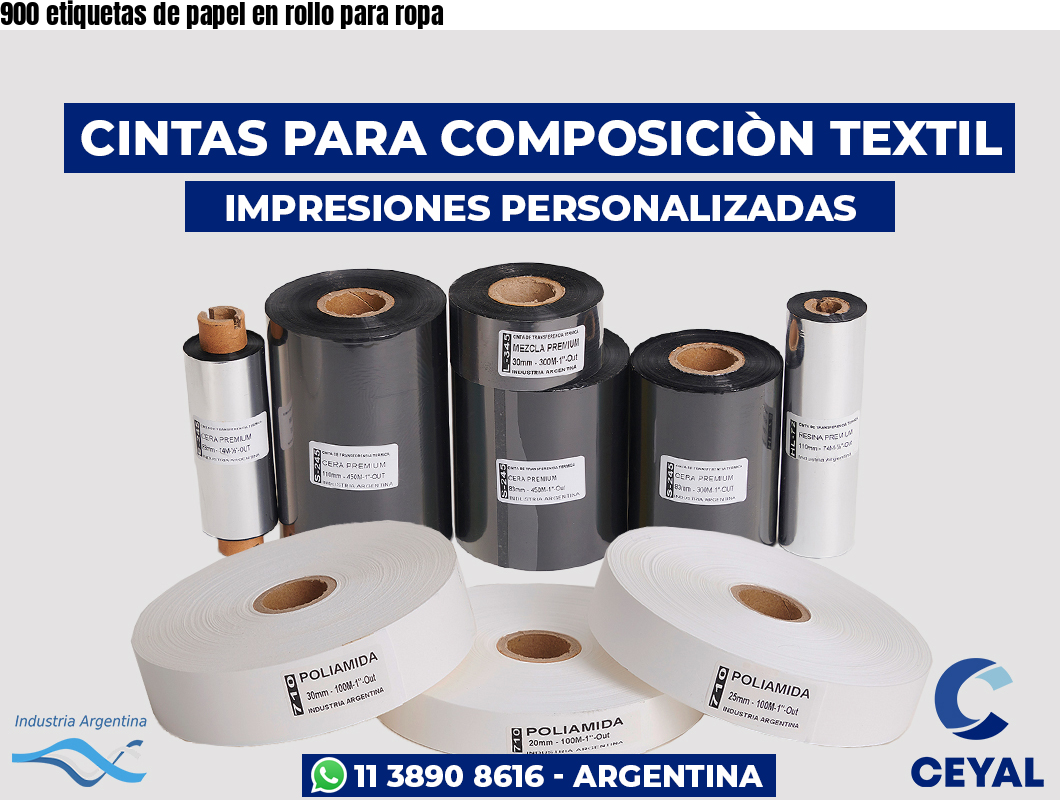 900 etiquetas de papel en rollo para ropa