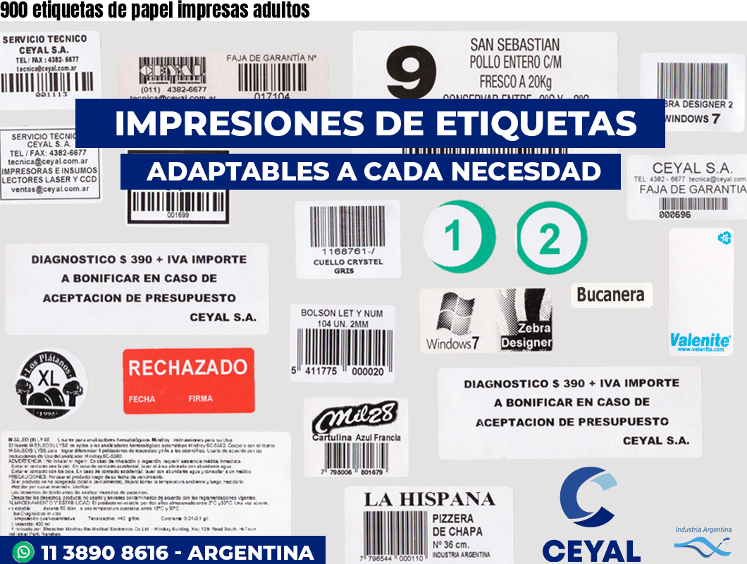 900 etiquetas de papel impresas adultos