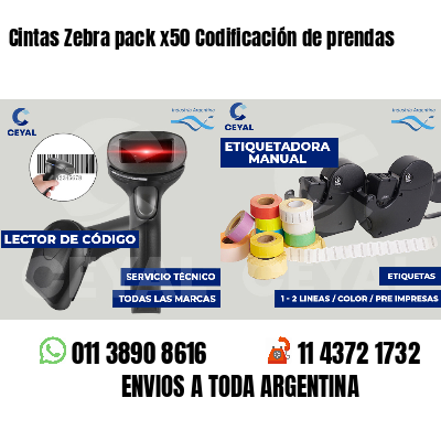 Cintas Zebra pack x50 Codificación de prendas