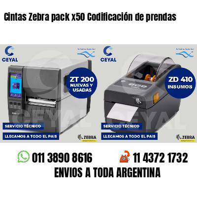 Cintas Zebra pack x50 Codificación de prendas
