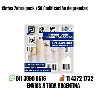 Cintas Zebra pack x50 Codificación de prendas