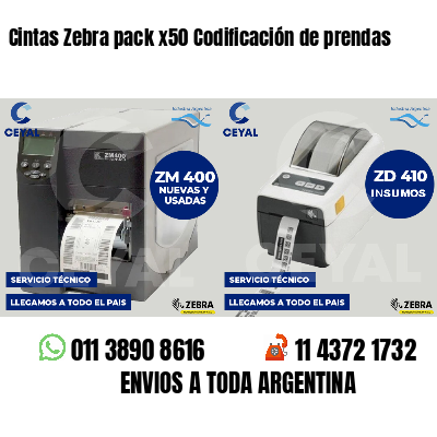 Cintas Zebra pack x50 Codificación de prendas