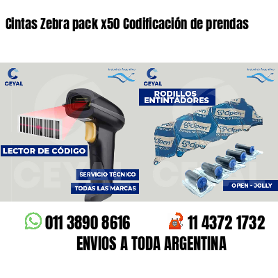Cintas Zebra pack x50 Codificación de prendas