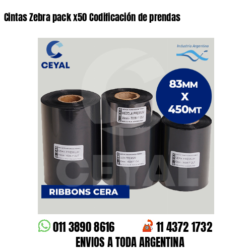 Cintas Zebra pack x50 Codificación de prendas