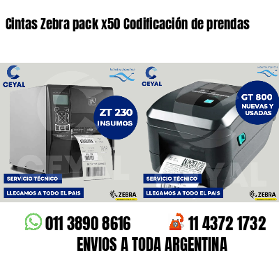 Cintas Zebra pack x50 Codificación de prendas
