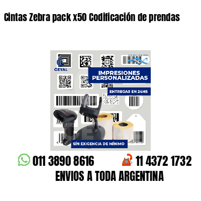 Cintas Zebra pack x50 Codificación de prendas