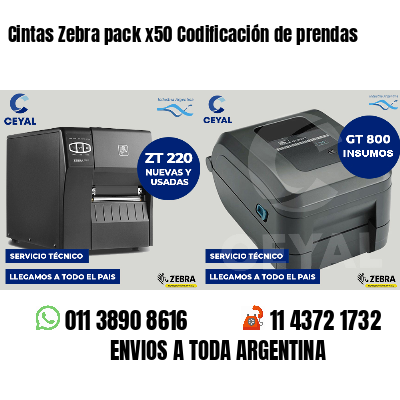 Cintas Zebra pack x50 Codificación de prendas