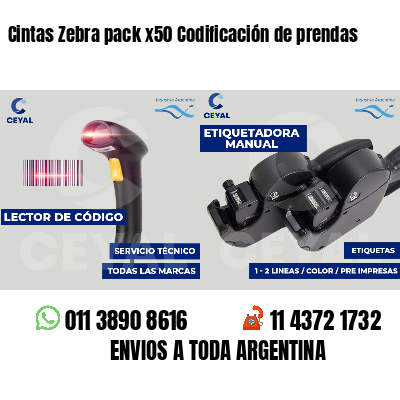 Cintas Zebra pack x50 Codificación de prendas