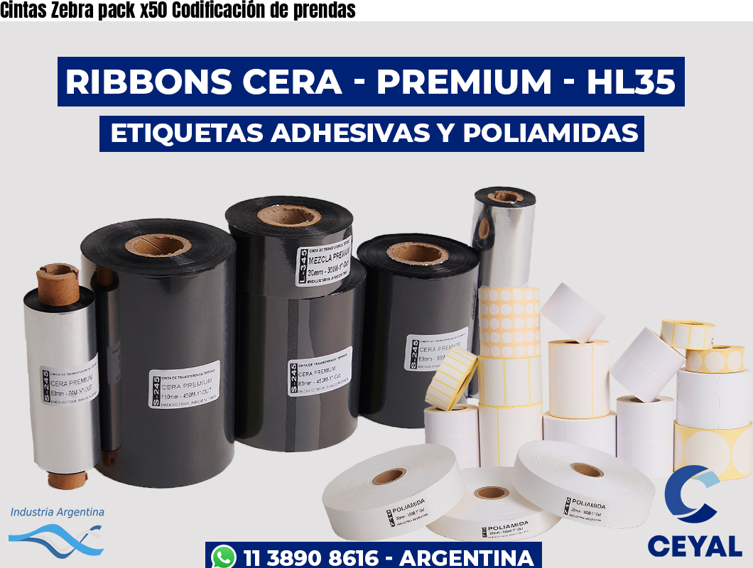 Cintas Zebra pack x50 Codificación de prendas