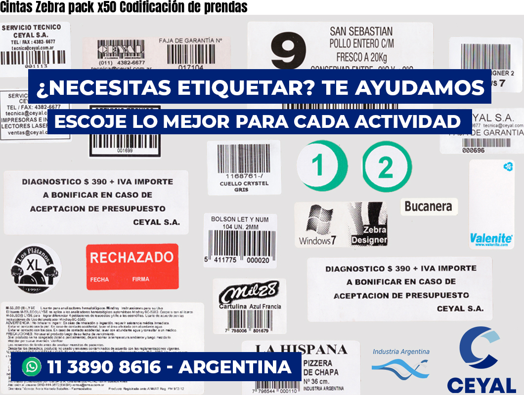Cintas Zebra pack x50 Codificación de prendas
