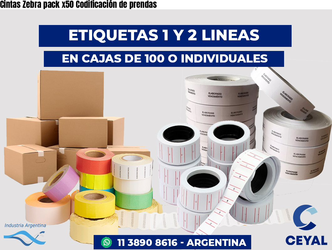 Cintas Zebra pack x50 Codificación de prendas
