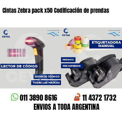 Cintas Zebra pack x50 Codificación de prendas