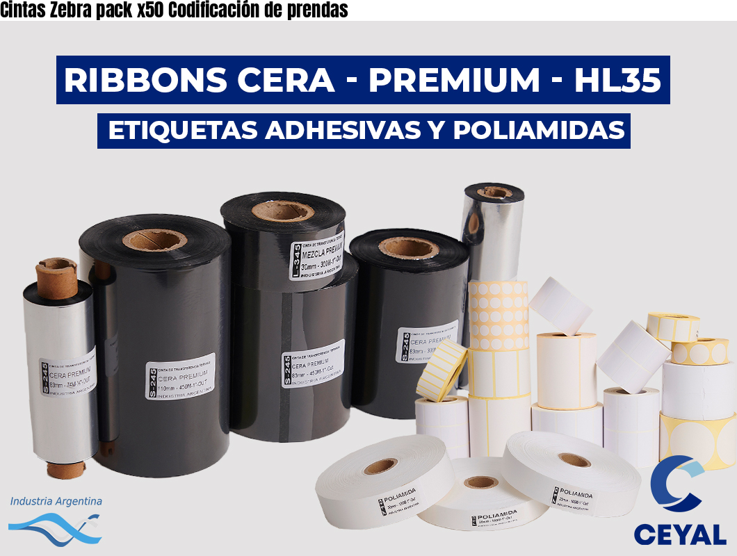 Cintas Zebra pack x50 Codificación de prendas