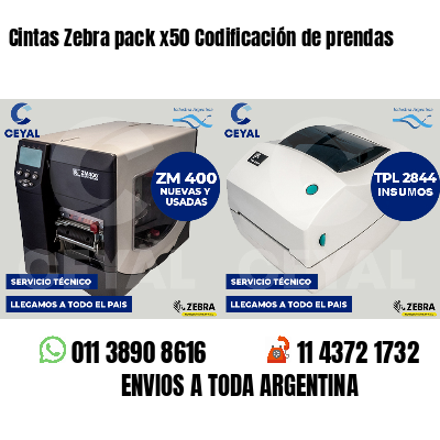 Cintas Zebra pack x50 Codificación de prendas