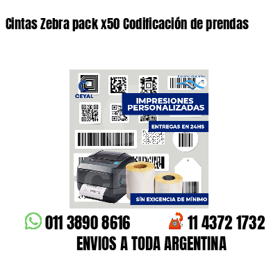 Cintas Zebra pack x50 Codificación de prendas