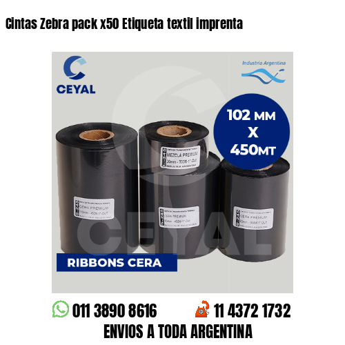 Cintas Zebra pack x50 Etiqueta textil imprenta