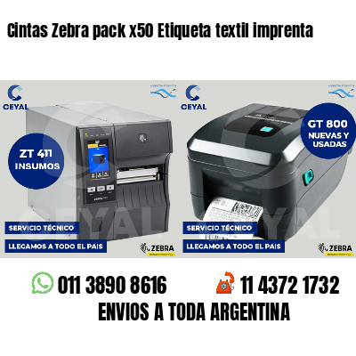 Cintas Zebra pack x50 Etiqueta textil imprenta