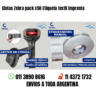 Cintas Zebra pack x50 Etiqueta textil imprenta