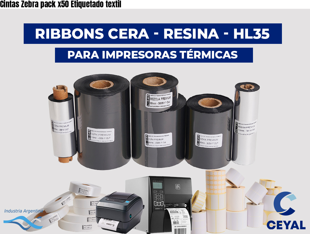 Cintas Zebra pack x50 Etiquetado textil