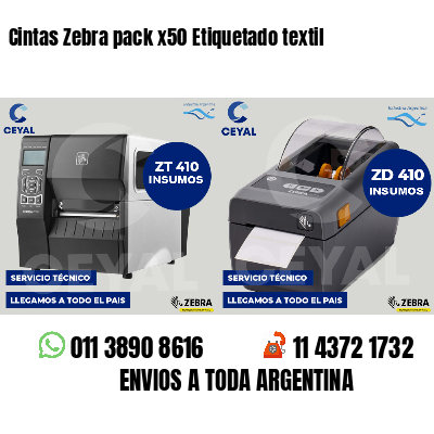 Cintas Zebra pack x50 Etiquetado textil