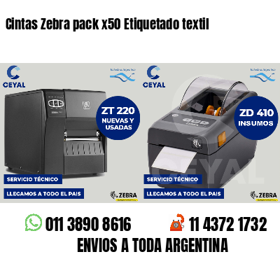 Cintas Zebra pack x50 Etiquetado textil