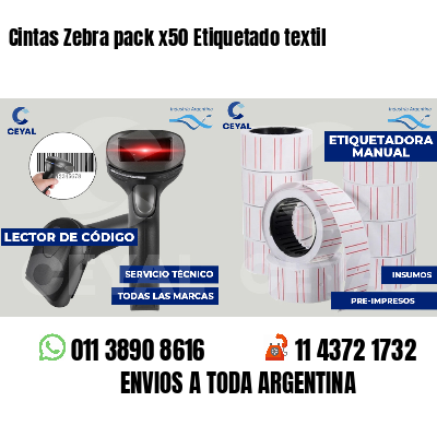 Cintas Zebra pack x50 Etiquetado textil