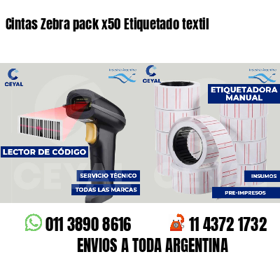 Cintas Zebra pack x50 Etiquetado textil