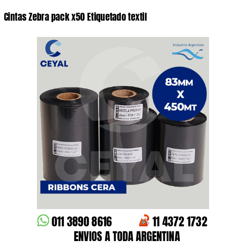 Cintas Zebra pack x50 Etiquetado textil