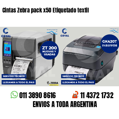 Cintas Zebra pack x50 Etiquetado textil