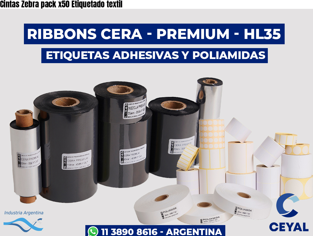 Cintas Zebra pack x50 Etiquetado textil