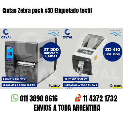 Cintas Zebra pack x50 Etiquetado textil