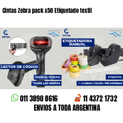 Cintas Zebra pack x50 Etiquetado textil