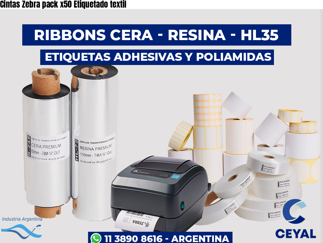 Cintas Zebra pack x50 Etiquetado textil