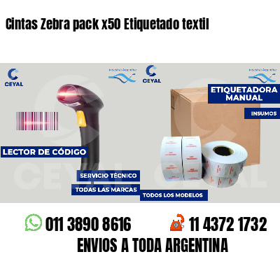 Cintas Zebra pack x50 Etiquetado textil