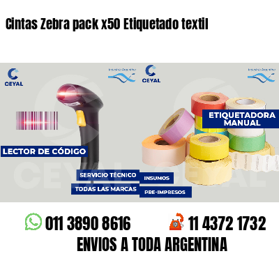 Cintas Zebra pack x50 Etiquetado textil