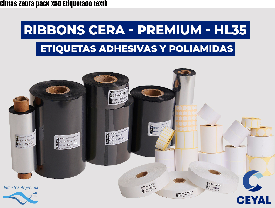 Cintas Zebra pack x50 Etiquetado textil