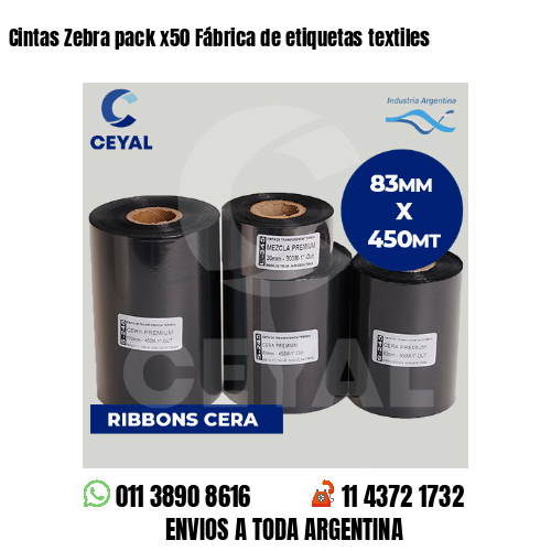 Cintas Zebra pack x50 Fábrica de etiquetas textiles