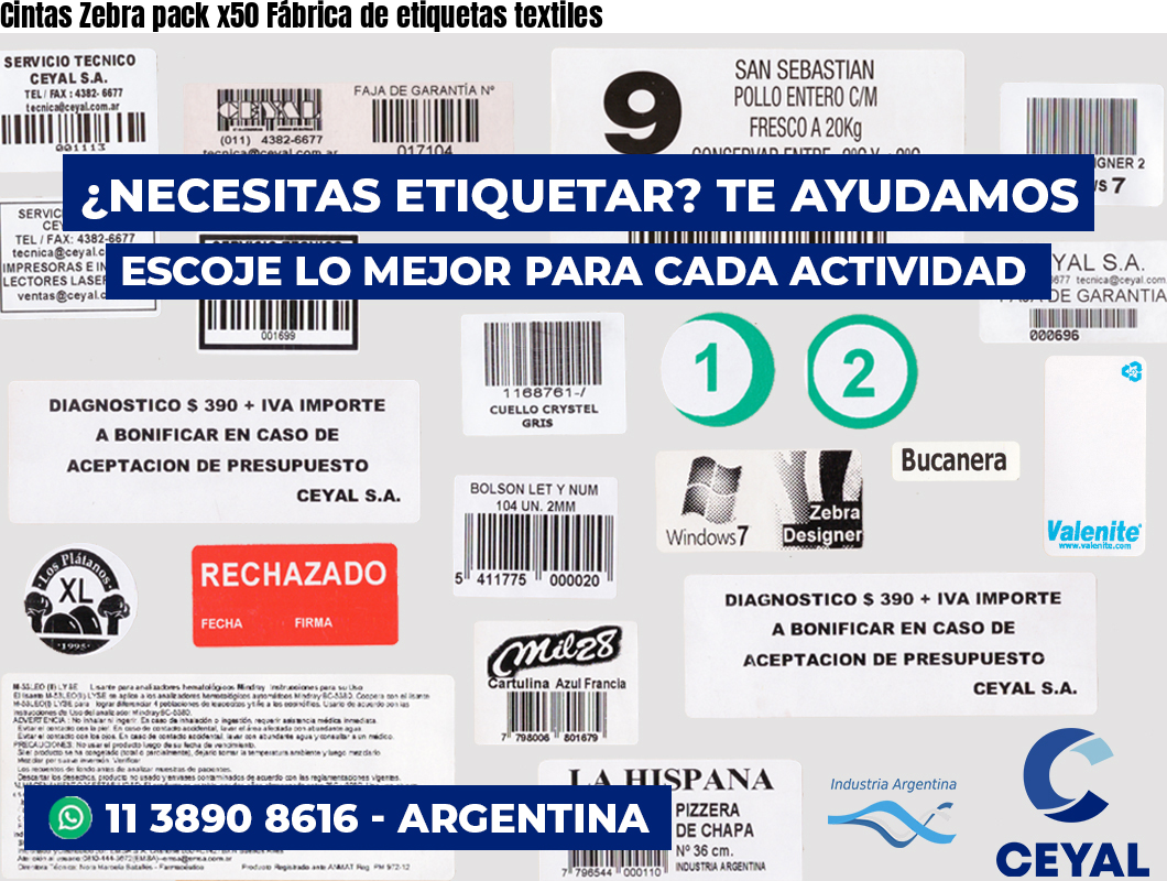 Cintas Zebra pack x50 Fábrica de etiquetas textiles