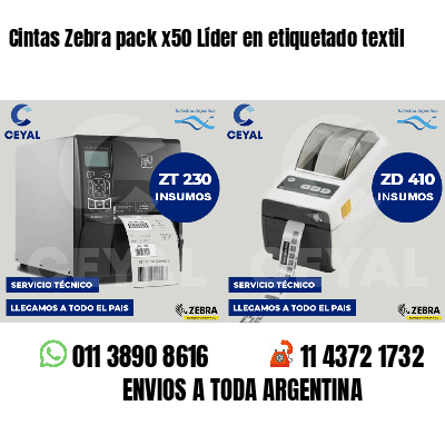 Cintas Zebra pack x50 Líder en etiquetado textil