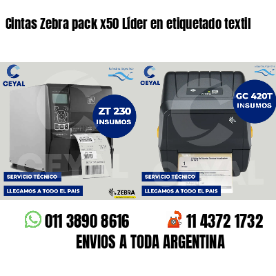 Cintas Zebra pack x50 Líder en etiquetado textil