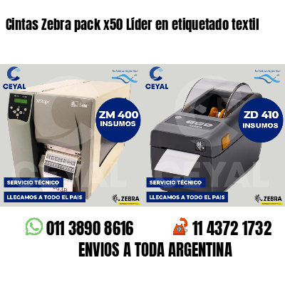 Cintas Zebra pack x50 Líder en etiquetado textil