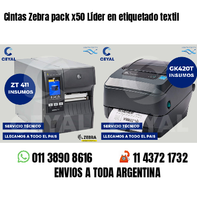 Cintas Zebra pack x50 Líder en etiquetado textil