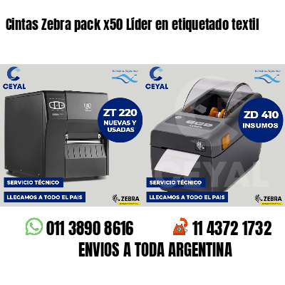 Cintas Zebra pack x50 Líder en etiquetado textil