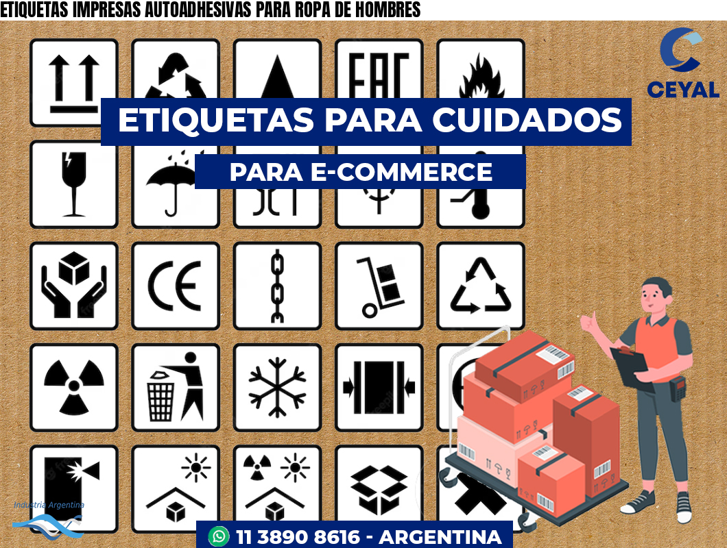 ETIQUETAS IMPRESAS AUTOADHESIVAS PARA ROPA DE HOMBRES