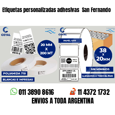 Etiquetas personalizadas adhesivas  San Fernando