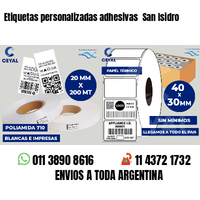 Etiquetas personalizadas adhesivas  San Isidro
