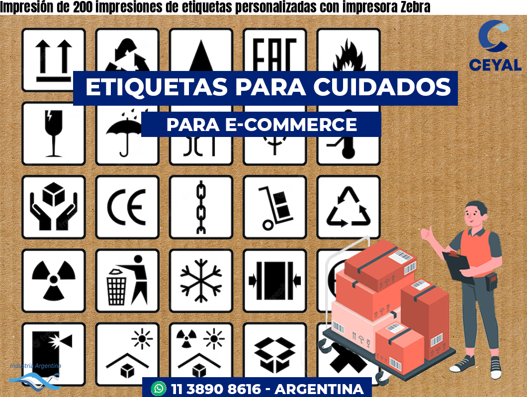 Impresión de 200 impresiones de etiquetas personalizadas con impresora Zebra