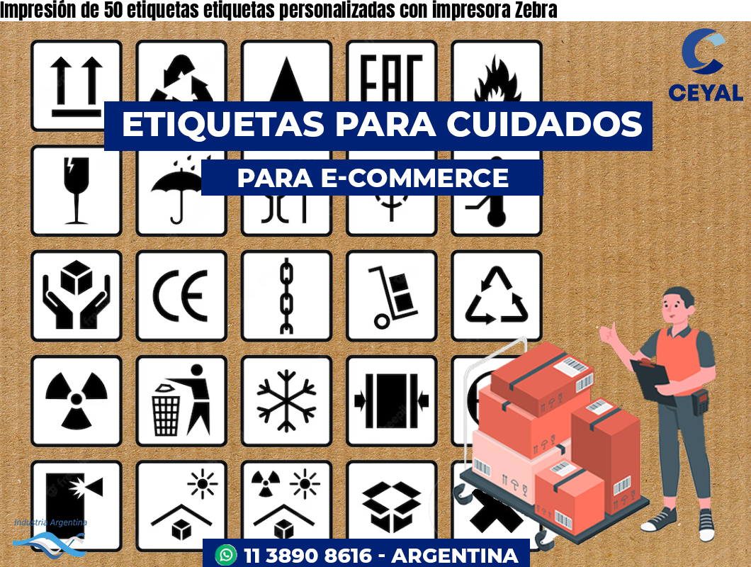 Impresión de 50 etiquetas etiquetas personalizadas con impresora Zebra